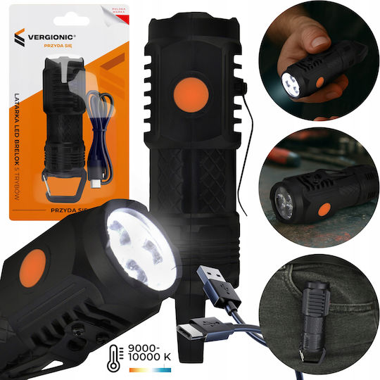 Vergionic Wiederaufladbarer Schlüsselanhänger LED Taschenlampe mit Maximaler Helligkeit 150 Lumen