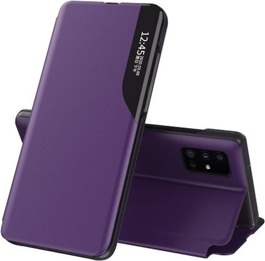 Book Synthetic Leather Leather Tempered Glass Purple Galaxy A72