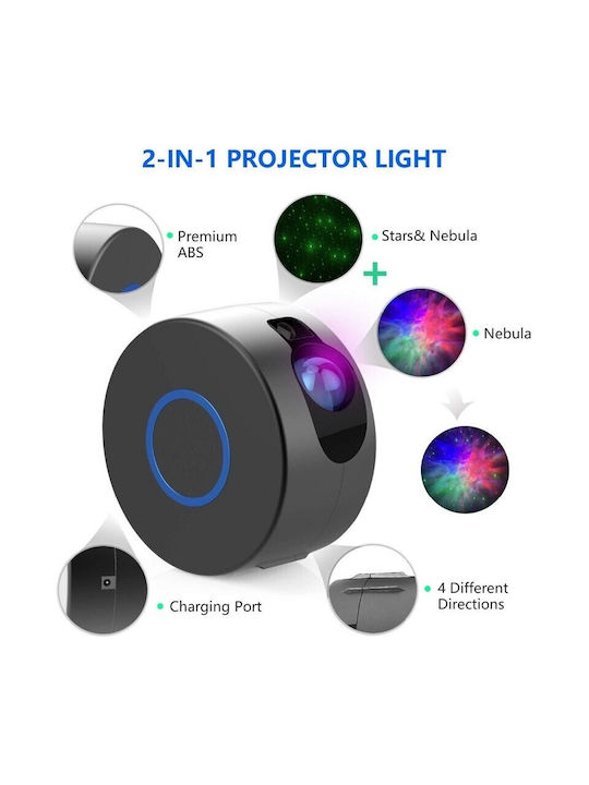 LED Kinder Tischlampe Projektor mit Sternenprojektion 17x17x9cm