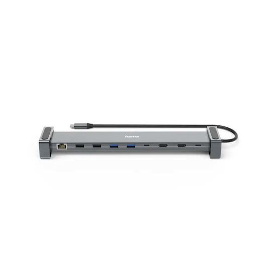 HAMA Stație de Andocare 9 în 1 USB-C cu HDMI 4K PD Ethernet Gri