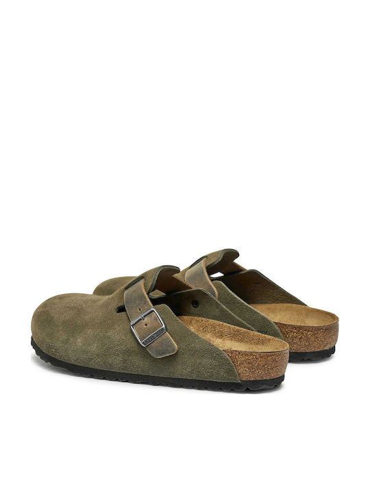 Birkenstock Boston Men's Leather Clogs Green