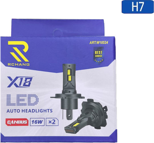 Rchang Car Lamps H7 Canbus LED 6000K Cold White 16W 2 Pieces