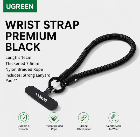 Ugreen Curea De Mână Lanyard 16cm Negru Nylon Șnur 7.5mm Telefon Chei