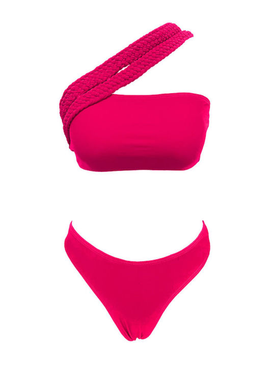 Bikini Set One Shoulder Fuchsia