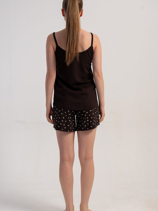 Vienetta Secret Summer Women's Brown Dark Pyjama Set