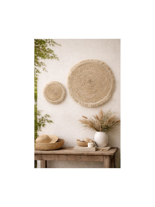 keleman Handmade Wall Decor Ecru Wicker Material 40x40cm