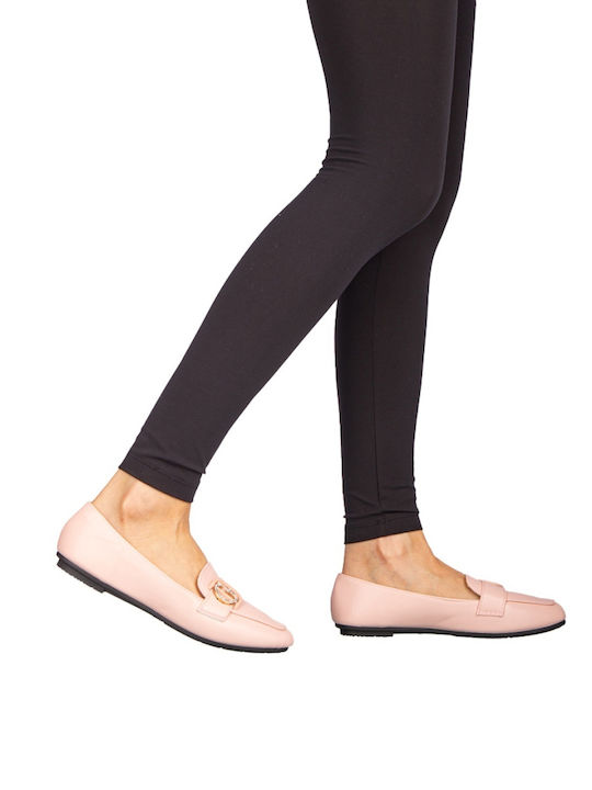 Damen Mokassins aus Leder in Rosa Farbe