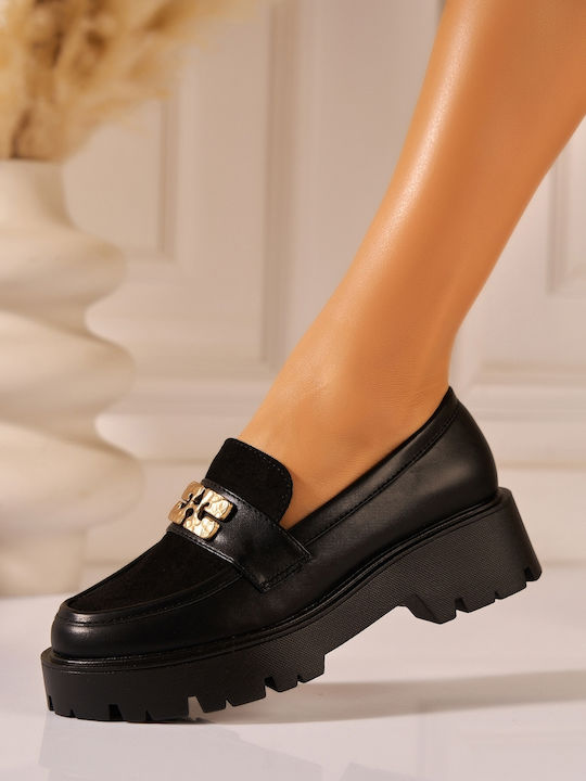 Loafers Dama Din Piele În Culoare Neagră T673