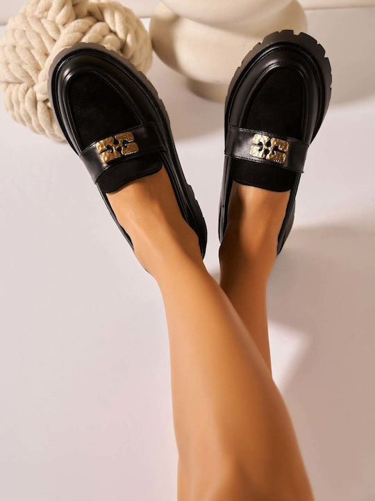 Loafers Dama Din Piele În Culoare Neagră T673