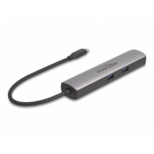 DeLock USB-C Docking Station με HDMI 4K PD Ethernet Γκρι (87865)