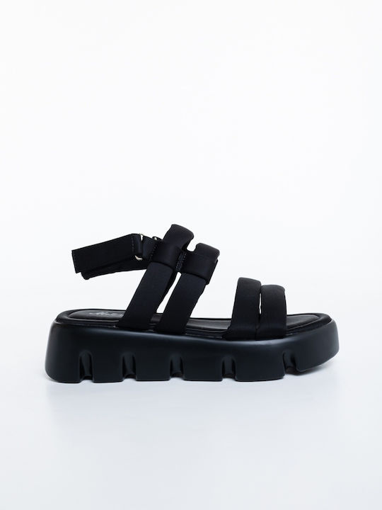 Damen Flache Sandalen Schwarz