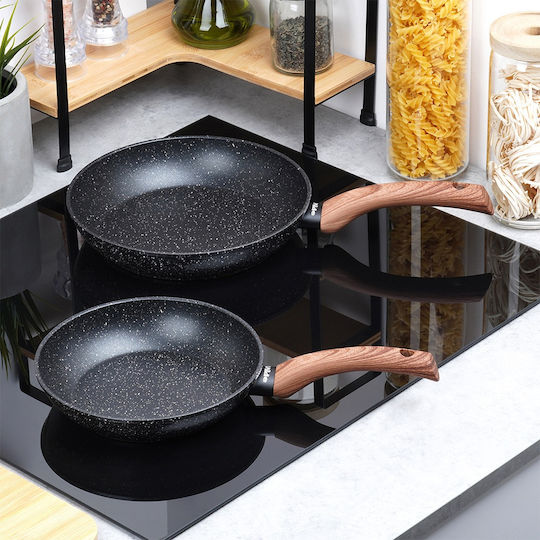 Vilde Vilde Pfannen-Set aus Aluminium Black&Wood mit Antihaftbeschichtung 2 Töpfe