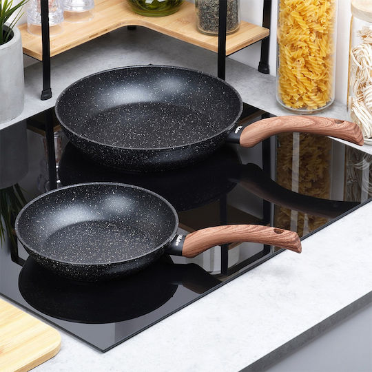 Vilde Vilde Pfannen-Set aus Aluminium Black&Wood mit Antihaftbeschichtung 2 Töpfe