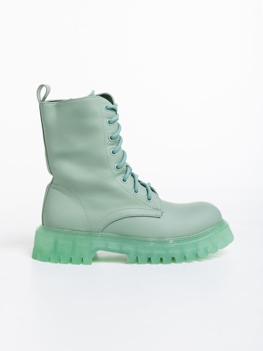 Women's Ankle Boots with Platform Green