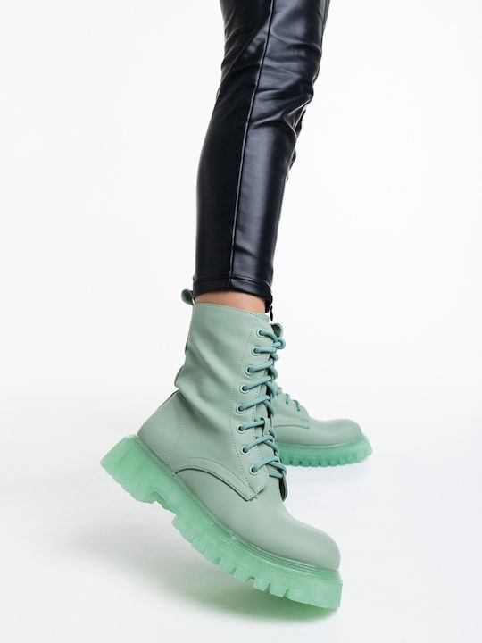 Women's Ankle Boots with Platform Green