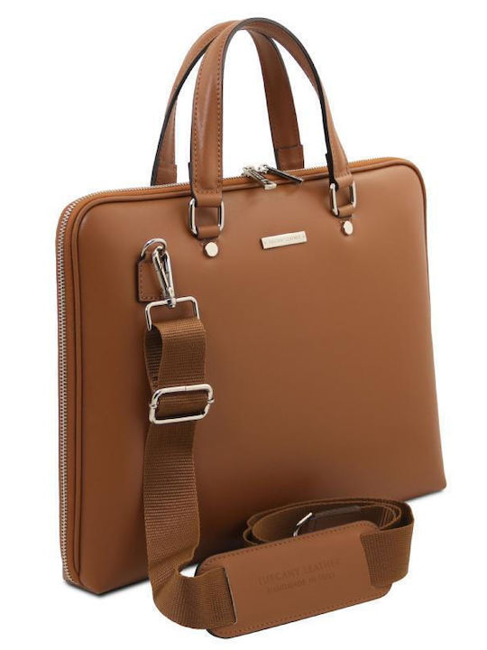 Leather Women's Briefcase Silver