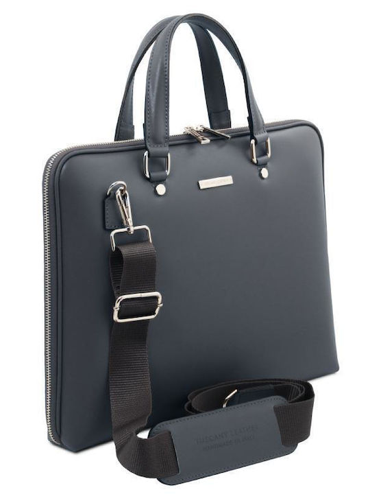 Leather Women's Briefcase Grey