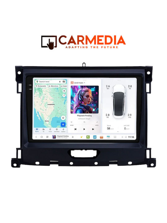 Carmedia Auto-Audiosystem für Ford Ranger 2018 mit Touchscreen 9" Bluetooth USB WiFi GPS Apple CarPlay Android Auto