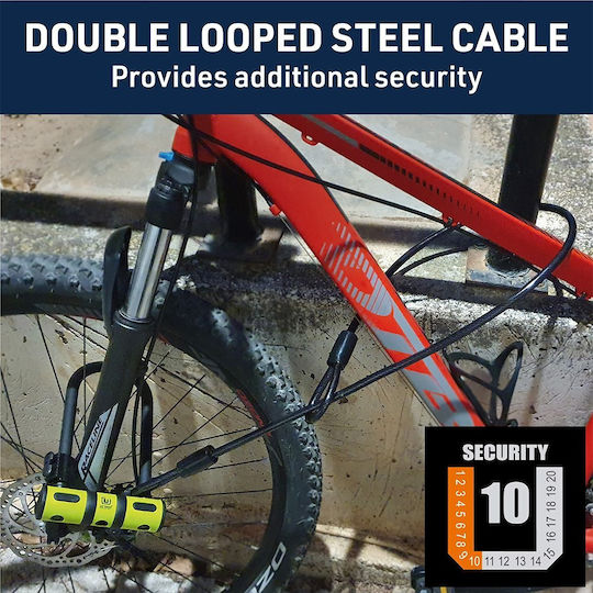 Complete Bicycle Protection Set Ur80150b U-Lock + 120mm Steel Cable + Urban Security Transport Mount
