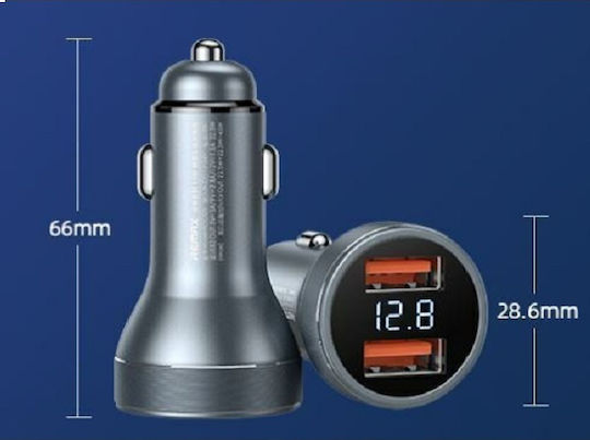 Remax Linsey Fast Charging Car Charger with Ports 2xUSB 1xType-C