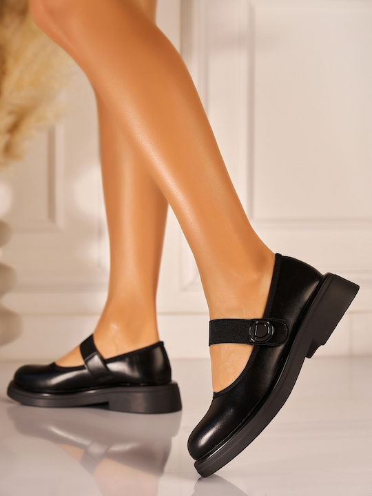 Damen Ballerinas Aus Leder In Schwarz Farbe