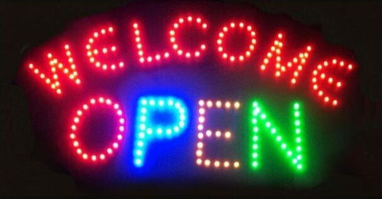 Illuminated LED Sign Motion Welcome Open