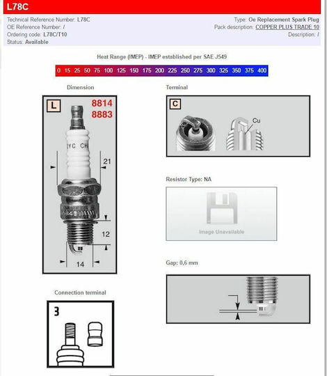 Champion Motorcycle Spark Plugs Copper Plus L78c Yamaha Yz 80 74-01 T 83-95 Honda Mt 50 S 80-96 Mbk Booster Spirit 00-16 Piece