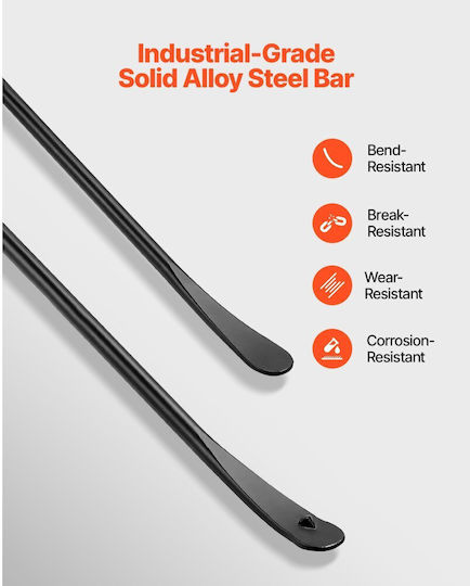Vevor Tire Bars 2 Pieces Iron Base Tire Removal 970 Mm & Base Removal Spoon 765 Mm Changing Tools Solid Steel Alloy Heavy Duty Trucks Pickups Off Road Vehicles Buses Tractors Black
