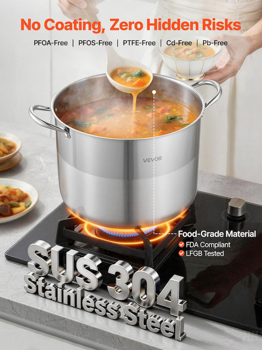 Vevor Deep Stainless Steel Steam Pot 15.1lt / 12.6cm