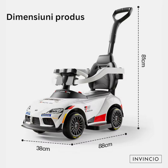Invincio Ride On Car with Handle for 12+ Months with Sounds White