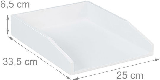 Relaxdays Suport Documente Alb 6.5x33.5x25 Cm Bambus Stivuibil