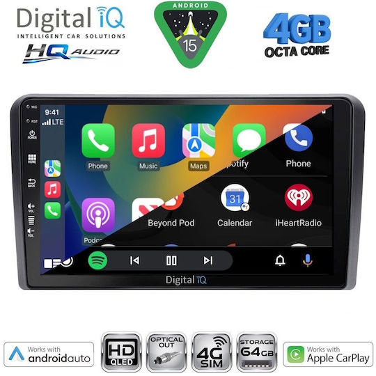 Digital IQ Car Audio System for Ford S-Max 2006-2014 with A/C Bluetooth USB Wi-Fi GPS Apple CarPlay Android Auto with 9 Inch Touch Screen