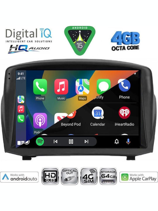 Digital IQ Car Audio System for Ford Fiesta 2008-2017 (Bluetooth/USB/WiFi/GPS/Apple CarPlay/Android Auto) with 9" Touch Screen