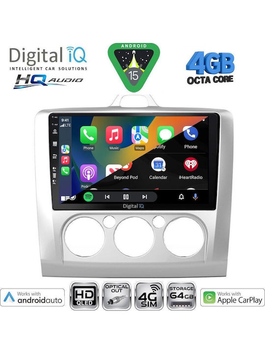 Digital IQ Auto-Audiosystem für Ford Focus 2005-2012 mit A/C (Bluetooth/USB/Eingebautes Wi-Fi / GPS / Apple CarPlay / Android Auto) mit 9 Zoll Touchscreen