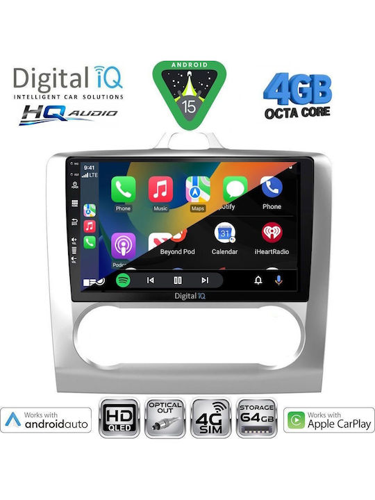 Digital IQ Car Audio System for Ford Focus 2005-2012 with A/C Bluetooth USB WiFi GPS Apple CarPlay Android Auto with 9" Touch Screen