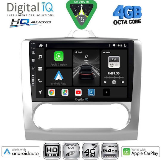 Digital IQ Ηχοσύστημα Αυτοκινήτου για Ford Focus 2005-2012 με A/C (Bluetooth/USB/WiFi/GPS/Apple-Carplay/Android-Auto) με Οθόνη Αφής 9"