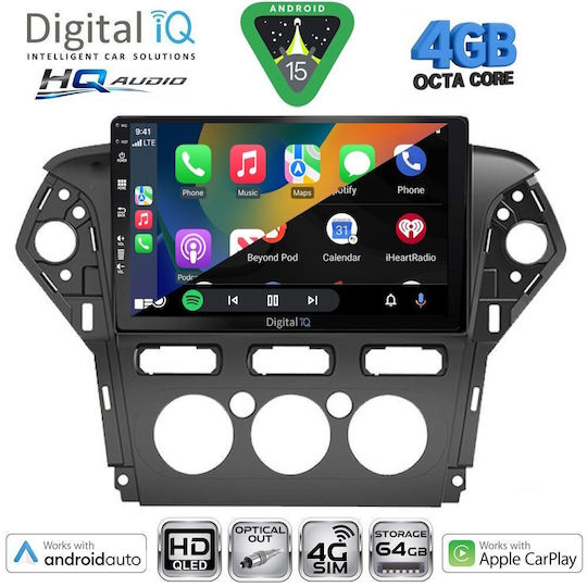 Digital IQ Ηχοσύστημα Αυτοκινήτου για Ford Mondeo 2011-2013 με A/C (Bluetooth/USB/WiFi/GPS/Apple-Carplay/Android-Auto) με Οθόνη Αφής 10"