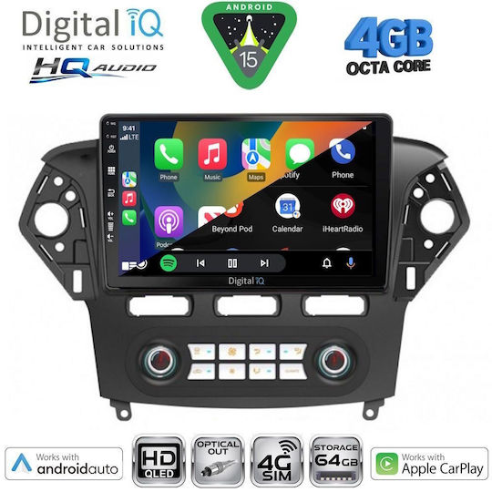 Digital IQ Ηχοσύστημα Αυτοκινήτου για Ford Mondeo 2011-2013 με A/C (Bluetooth/USB/WiFi/GPS/Apple-Carplay/Android-Auto) με Οθόνη Αφής 10"