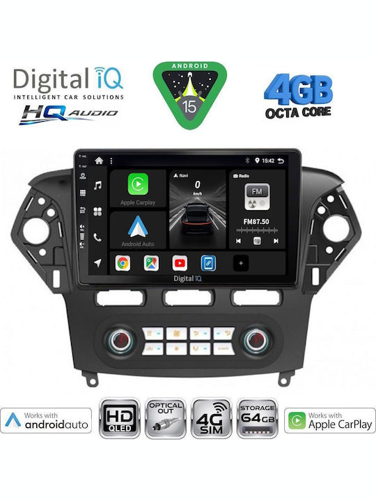 Digital IQ Car Audio System for Ford Mondeo 2011-2013 with A/C (Bluetooth/USB/WiFi/GPS/Apple CarPlay/Android Auto) with 10" Touch Screen