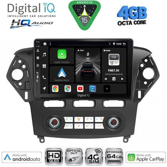 Digital IQ Ηχοσύστημα Αυτοκινήτου για Ford Mondeo 2011-2013 με A/C (Bluetooth/USB/WiFi/GPS/Apple-Carplay/Android-Auto) με Οθόνη Αφής 10"