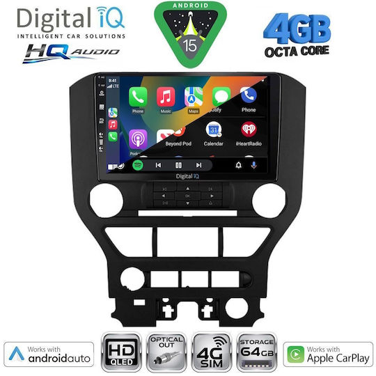 Digital IQ Ηχοσύστημα Αυτοκινήτου για Ford Mustang 2015-2020 (Bluetooth/USB/WiFi/GPS/Apple-Carplay/Android-Auto) με Οθόνη Αφής 9"