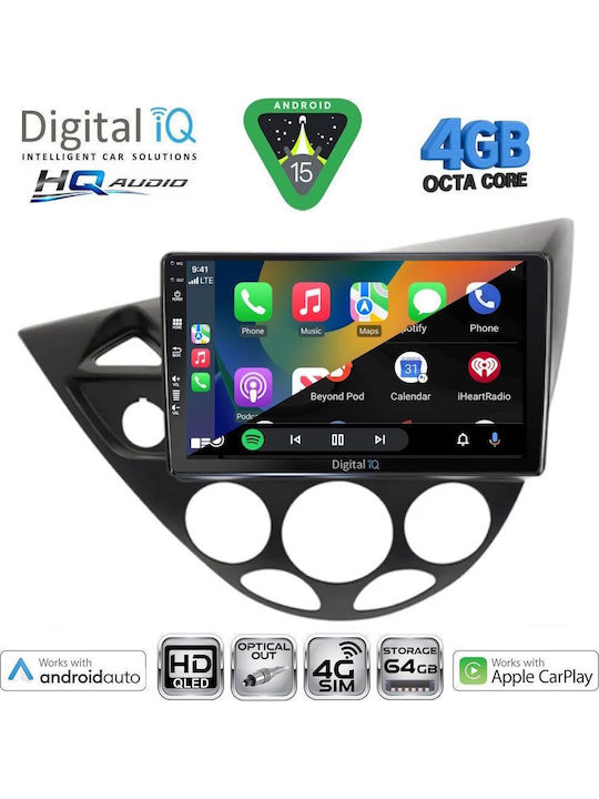 Digital IQ Car Audio System for Ford Focus 1998-2004 Bluetooth USB WiFi GPS Apple CarPlay Android Auto with 9" Touch Screen