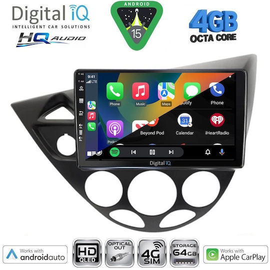 Digital IQ Ηχοσύστημα Αυτοκινήτου για Ford Focus 1998-2004 (Bluetooth/USB/WiFi/GPS/Apple-Carplay/Android-Auto) με Οθόνη Αφής 9"