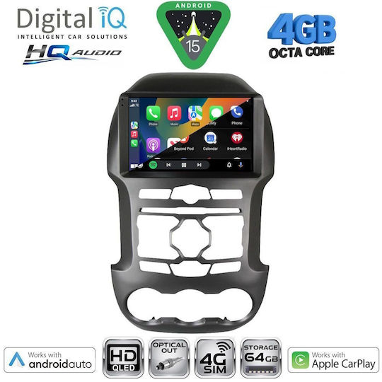 Digital IQ Car Audio System for Ford Ranger Mazda BT-50 2006-2011 Bluetooth USB WiFi GPS Apple CarPlay Android Auto with 9" Touch Screen