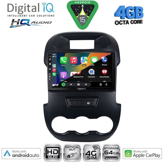 Digital IQ Car Audio System for Ford Ranger 2011-2015 Bluetooth USB WiFi GPS Apple CarPlay Android Auto with 9" Touch Screen