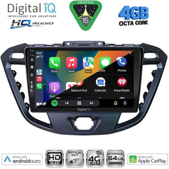 Digital IQ Ηχοσύστημα Αυτοκινήτου για Ford Transit Custom / Tourneo Custom 2013-2019 (Bluetooth/USB/WiFi/GPS/Apple-Carplay/Android-Auto) με Οθόνη Αφής 9"