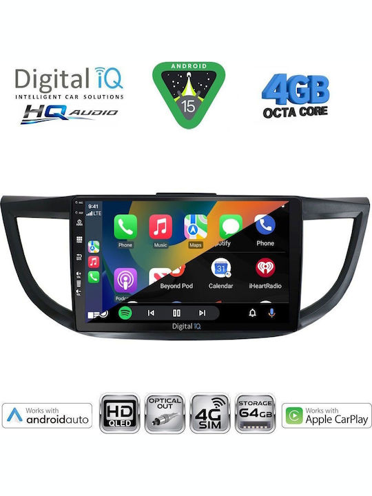 Digital IQ Car Audio System for Honda CR-V 2013-2017 Bluetooth USB WiFi GPS Apple CarPlay Android Auto with 10" Touch Screen