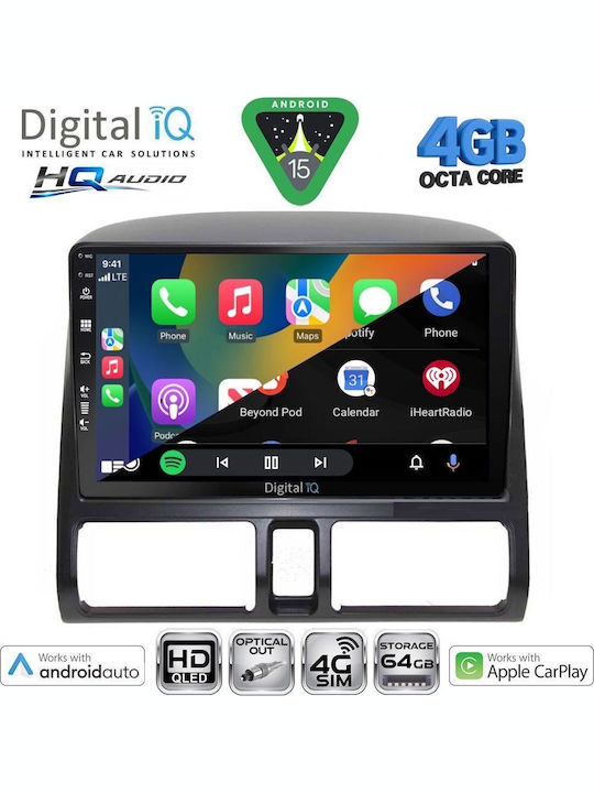Digital IQ Car Audio System for Honda CR-V 1996-2006 with Clima (Bluetooth/USB/WiFi/GPS/Apple CarPlay/Android Auto) with 9" Touch Screen