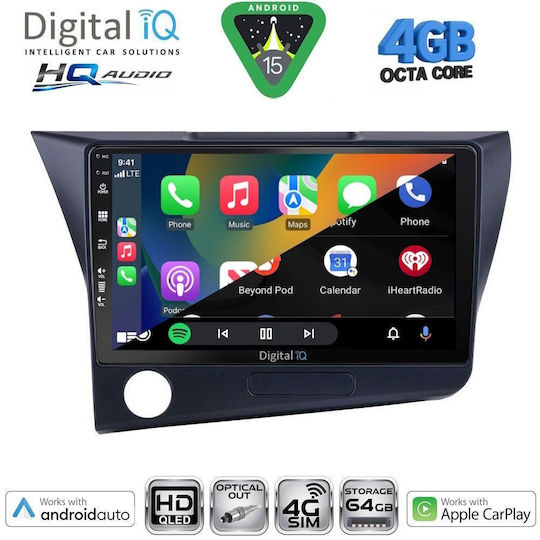 Digital IQ Ηχοσύστημα Αυτοκινήτου για Honda CR-Z 2010-2016 (Bluetooth/USB/WiFi/GPS/Apple-Carplay/Android-Auto) με Οθόνη Αφής 9"