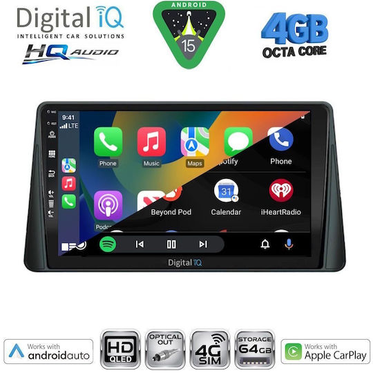 Digital IQ Car Audio System for Ford Focus 2019 Bluetooth USB WiFi GPS Apple CarPlay Android Auto with 9" Touch Screen